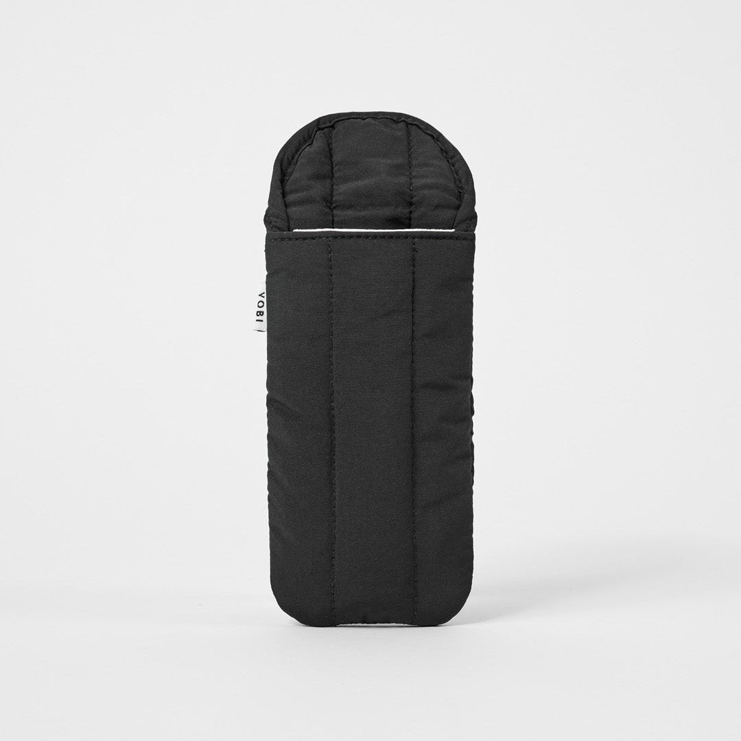 Minimalist puffy glasses case with soft padding, black fabric