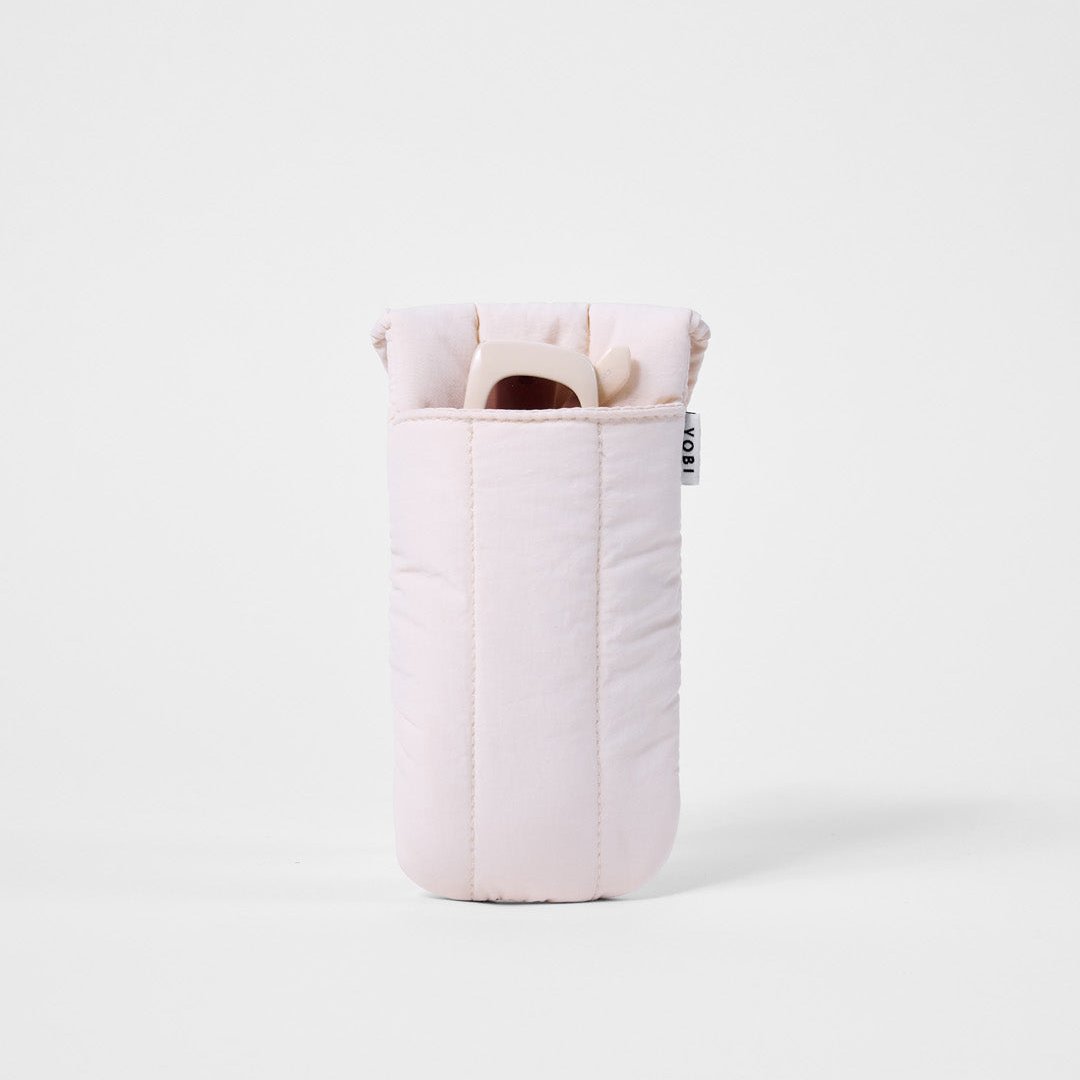 Minimalist puffy glasses case with soft padding, white fabric