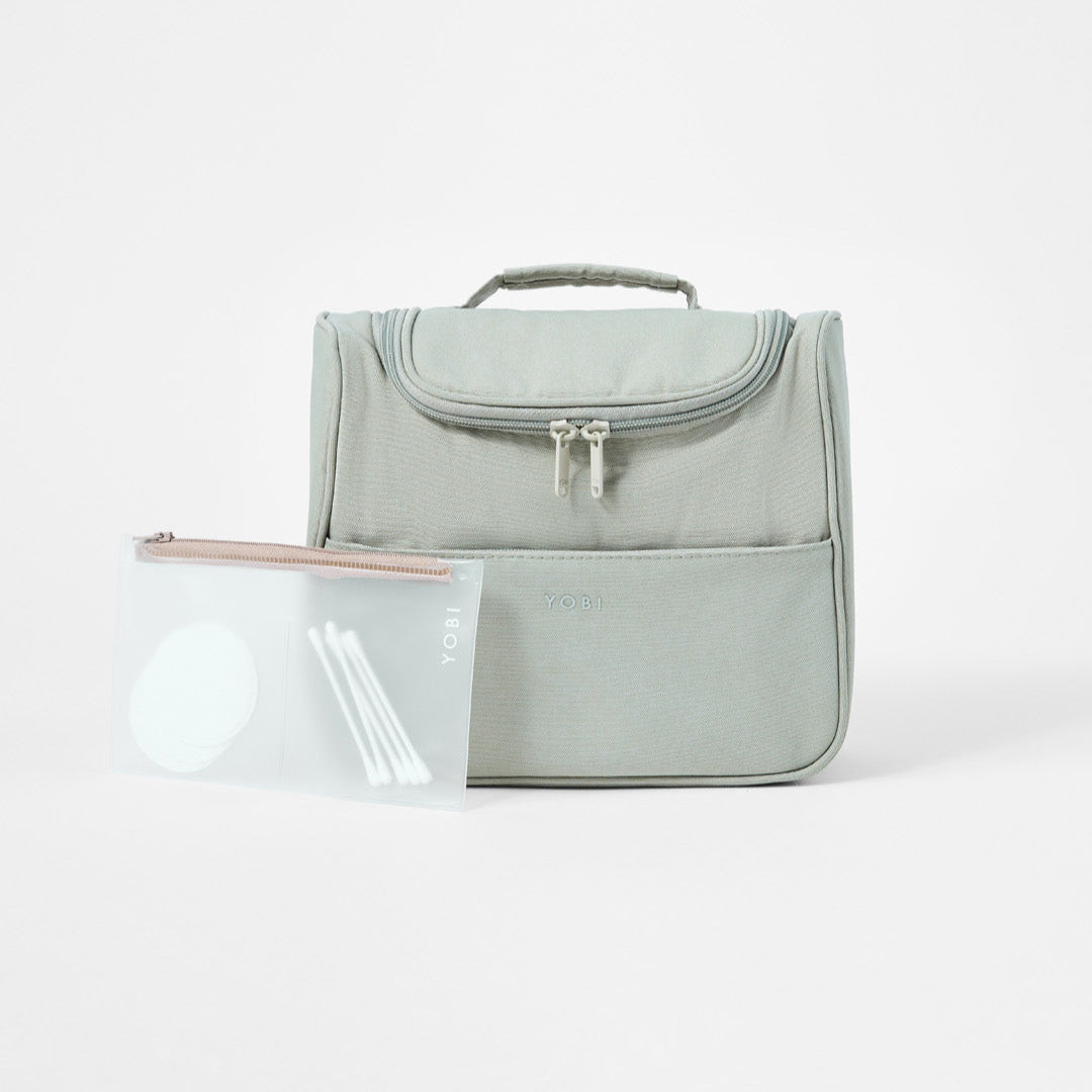 Travel makeup bag with waterproof double compartment pouch